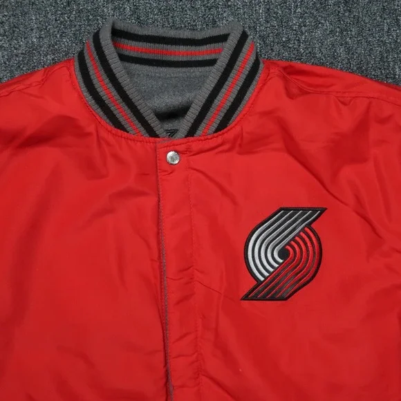 Portland Trail Blazers Jacket Mens XL Gray Red JH Design Reversible Wool Varsity
